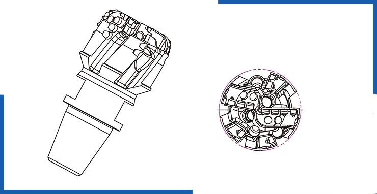 7 1/2′′ Steel Body Water Well Drilling PDC Diamond Drill Head Bit